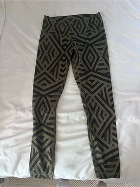 lululemon athletica Olive Green and Black Geometric Leggings